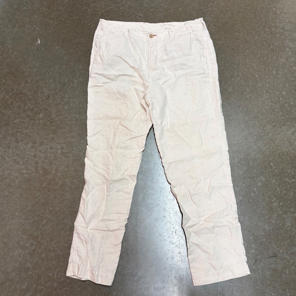 Tommy Bahama Relax Mens 36x32 Beige 100% Linen Straight Leg Pants Chinos